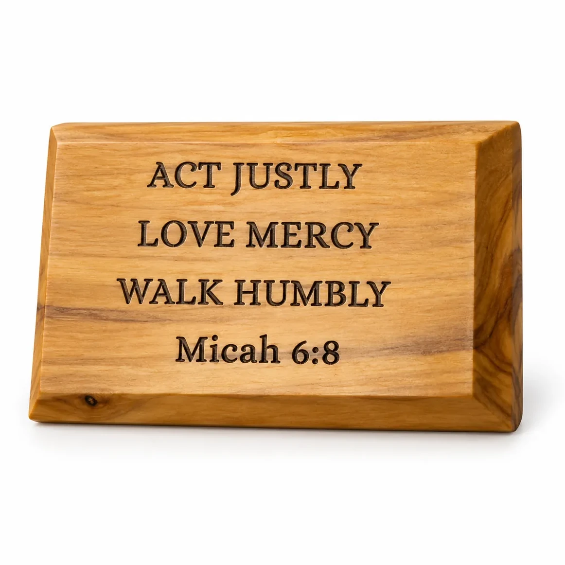 Olive wood magnet engraved Act justly, love mercy, walk humbly, Micah 6:8