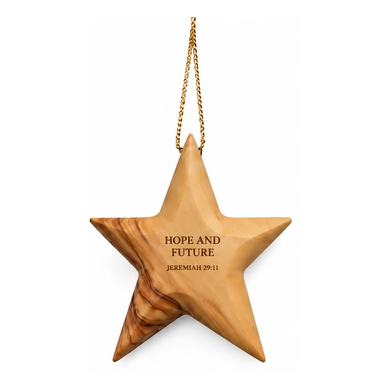 Hope and Future – Olive Wood Star Ornament