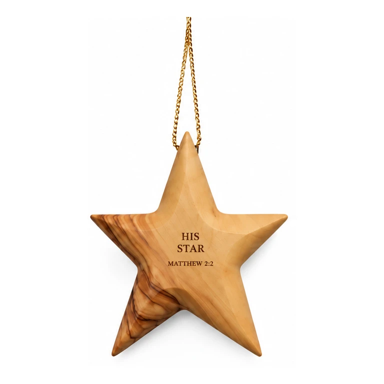 His Star – Olive Wood Star Ornament