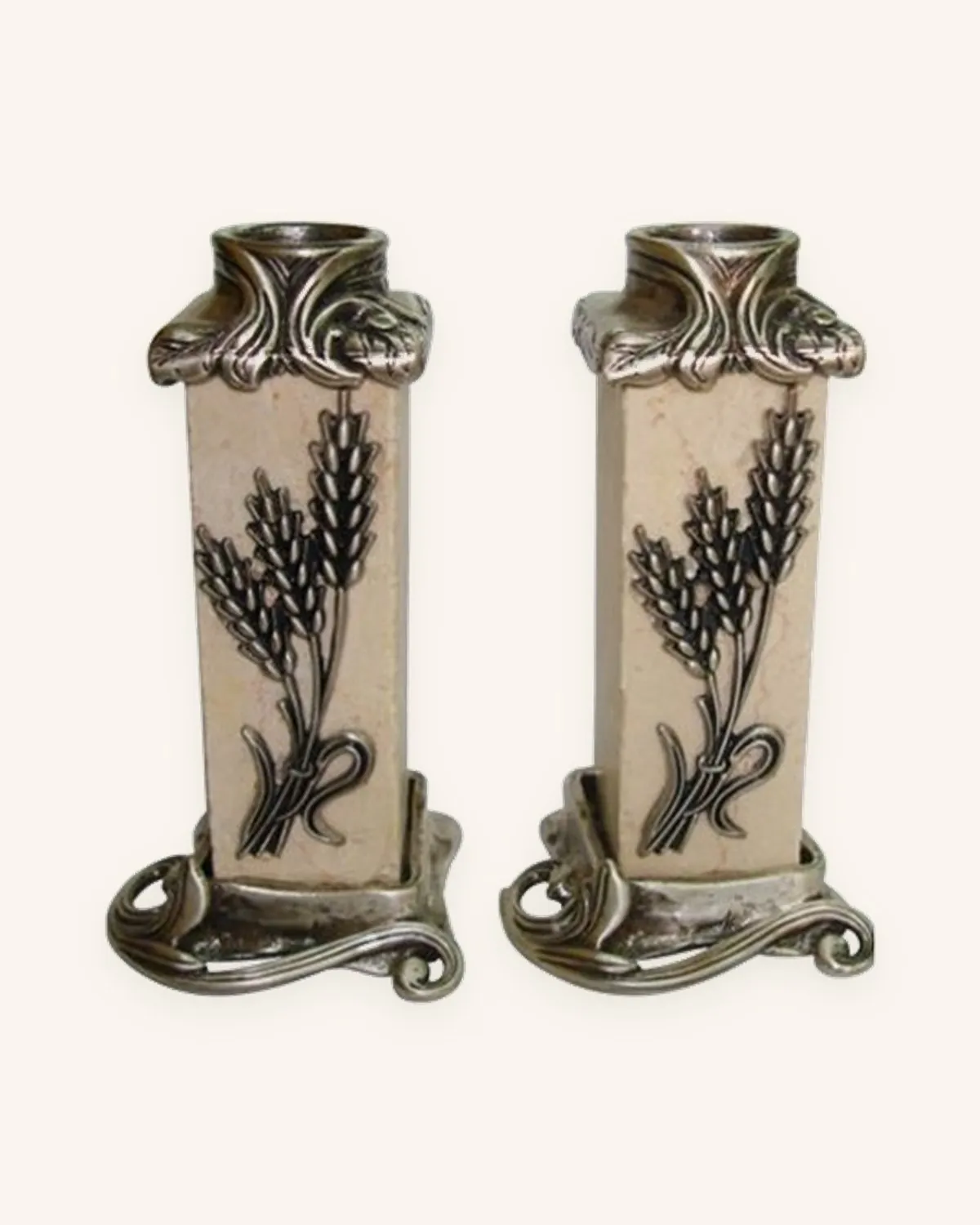 First Fruits Jerusalem Stone Candle Holders
