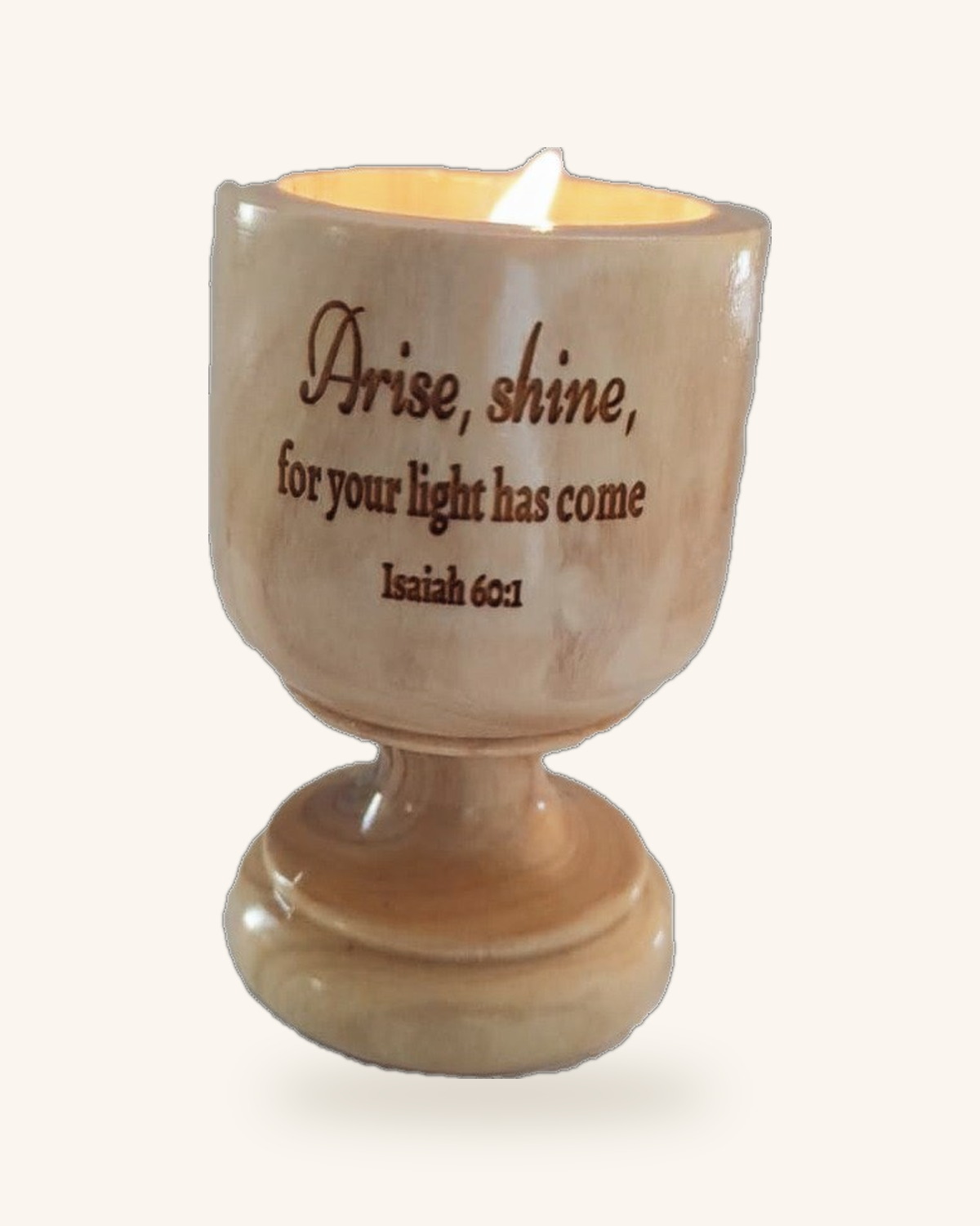 Isaiah 60 Blessings Olivewood Candle Holder