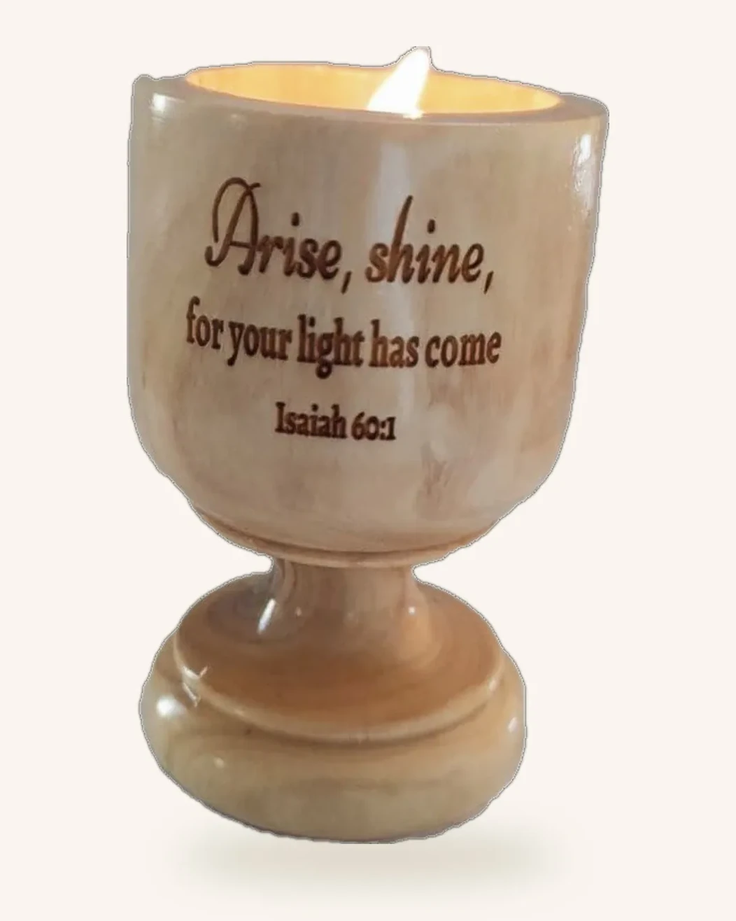Isaiah 60 Blessings Olivewood Candle Holder