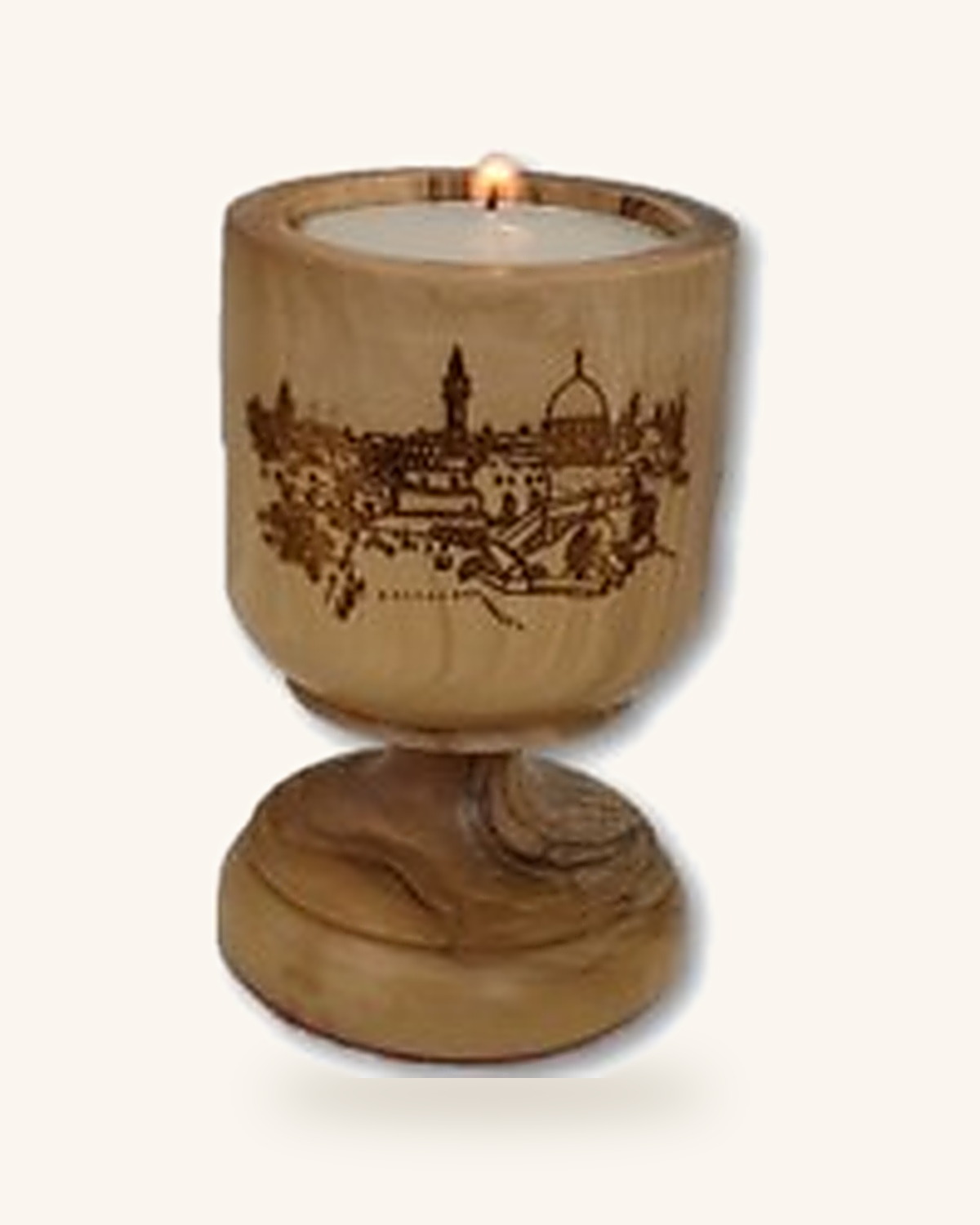 Jerusalem Blessings Olivewood Candle Holder
