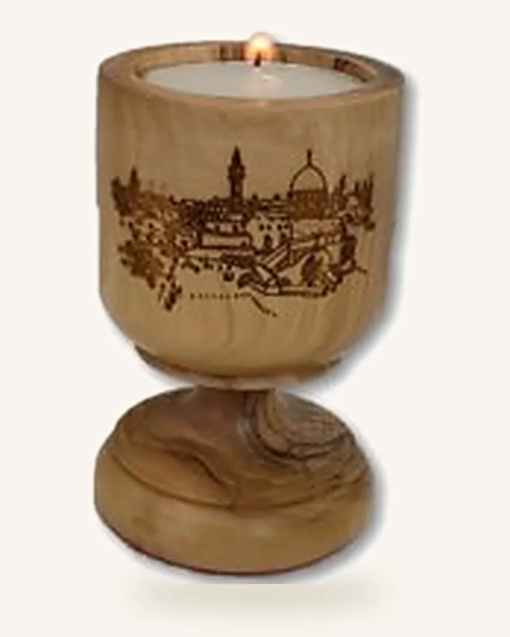 Jerusalem olive wood candle holder