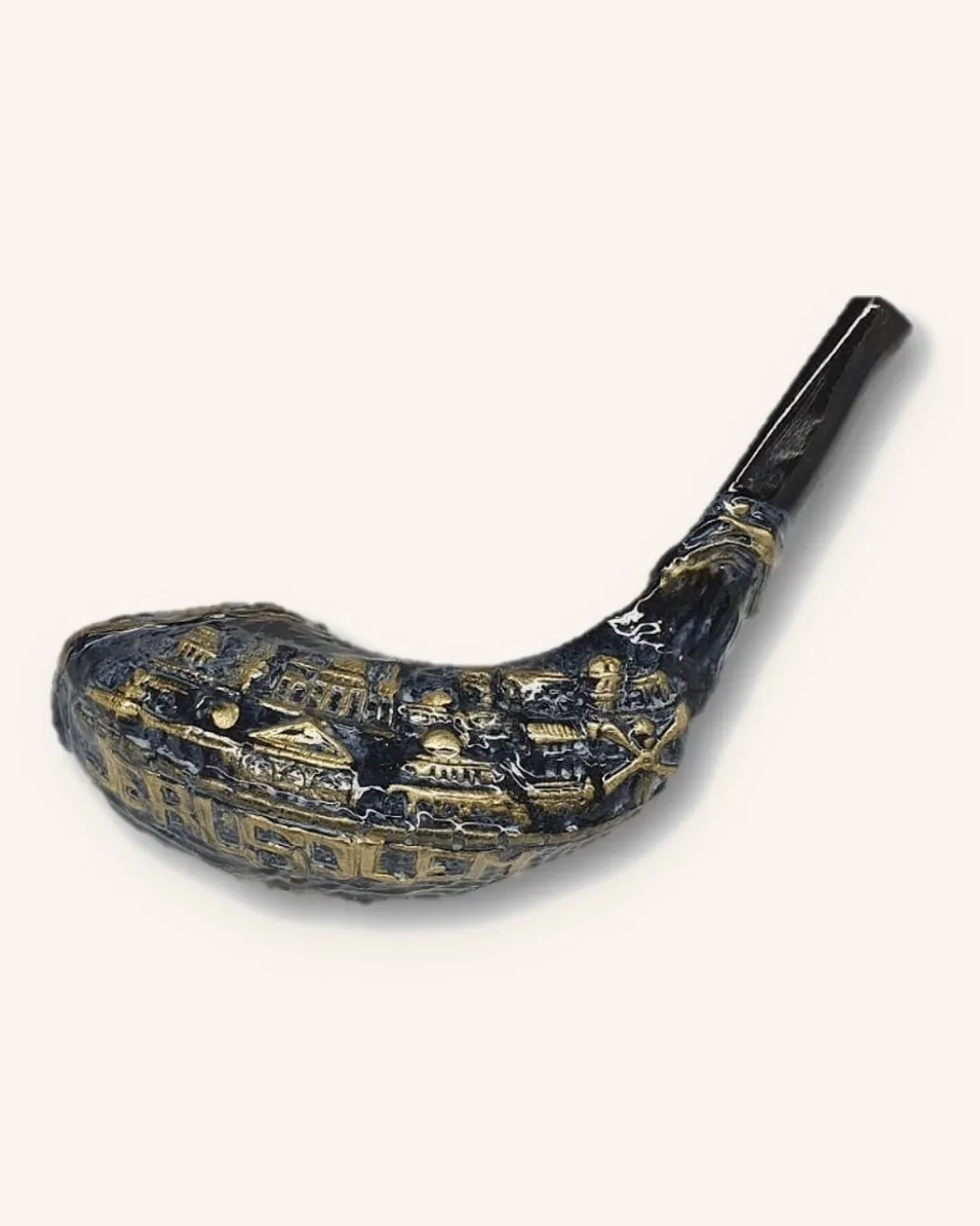 Jerusalem Shofar - Black - Gold Painted - Large (14"-16")