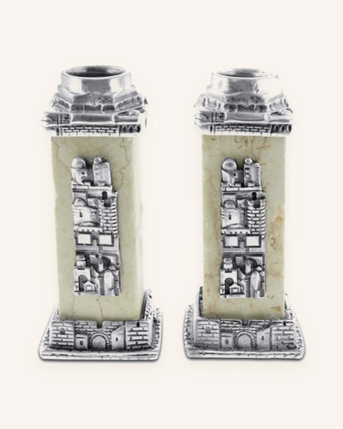 Jerusalem Stone City View Candle Holders