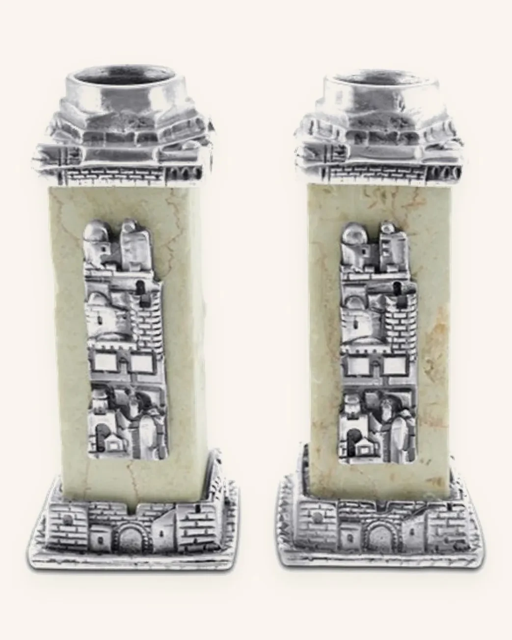 Jerusalem Stone City View Candle Holders
