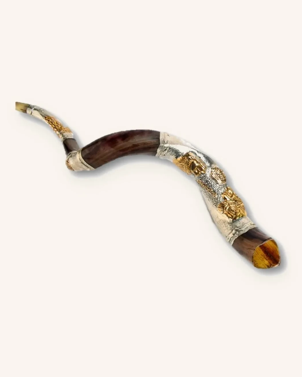 Lion Of Judah Yemenite Shofar - Silver Plated - Large (26"-31")