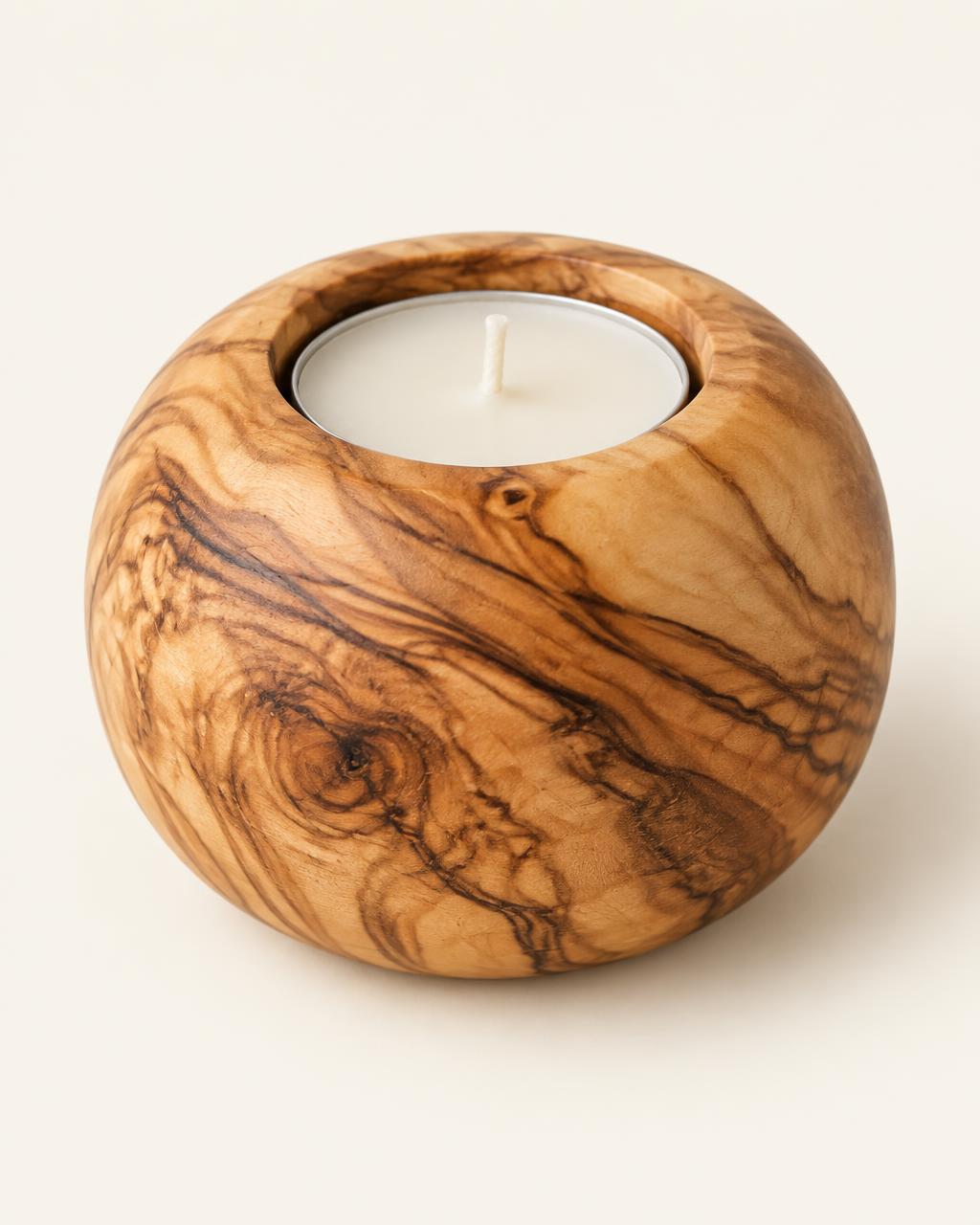 Olive Wood Candle Holder