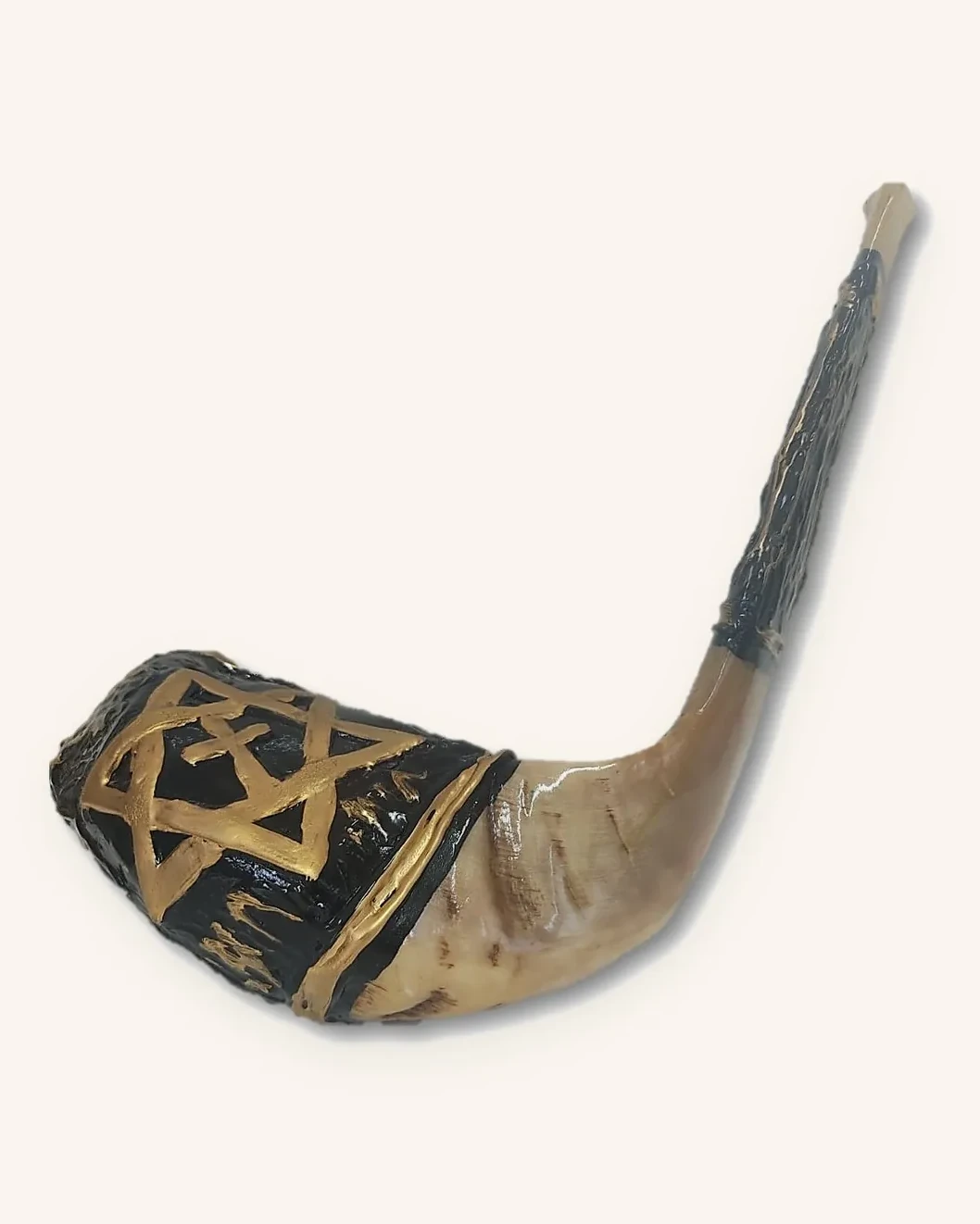 One New Man Shofar - Black and Gold Painted - Large (14"-16")