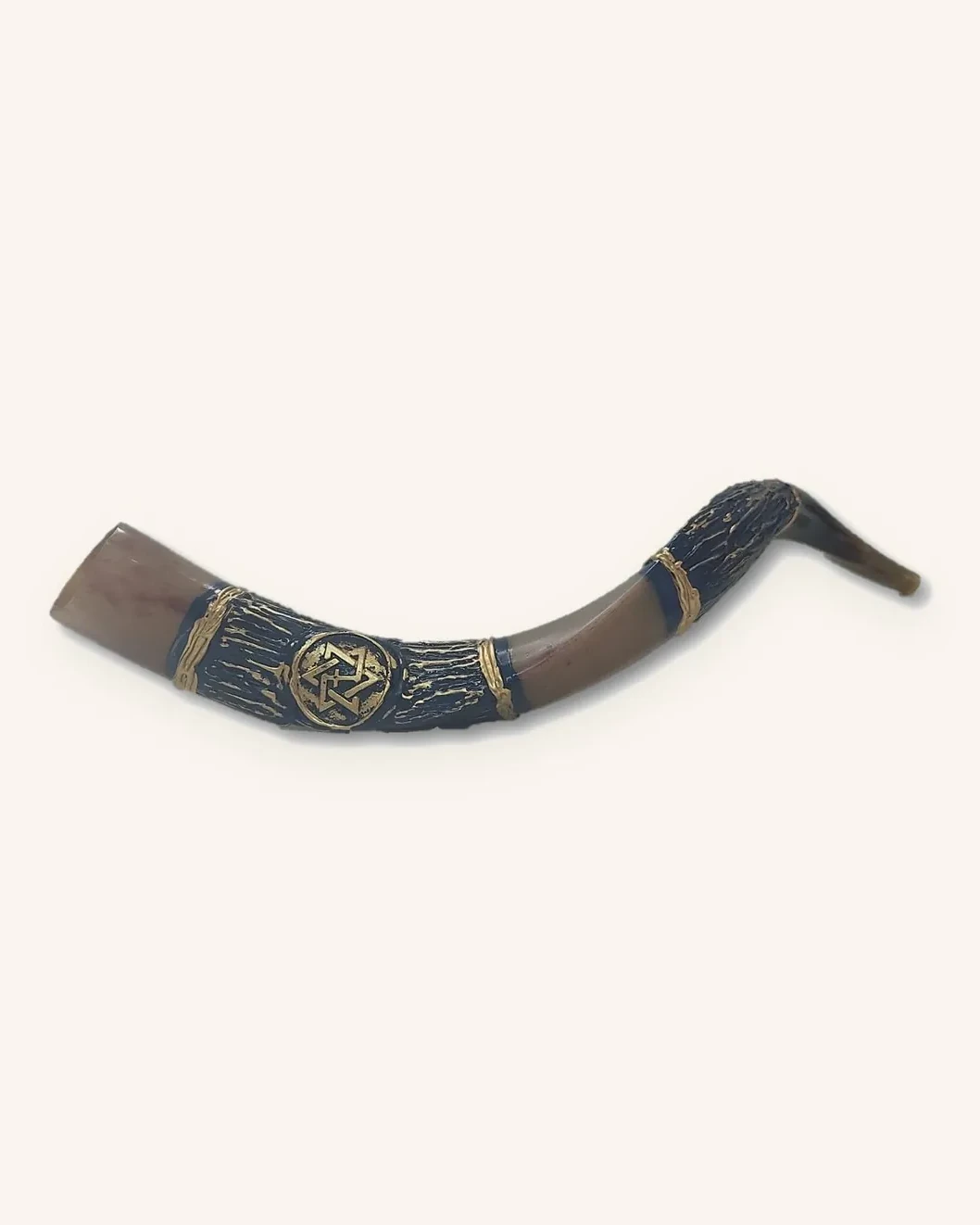 One New Man Shofar Yemenite - Dark blue and Gold Painted - large (26"-31")