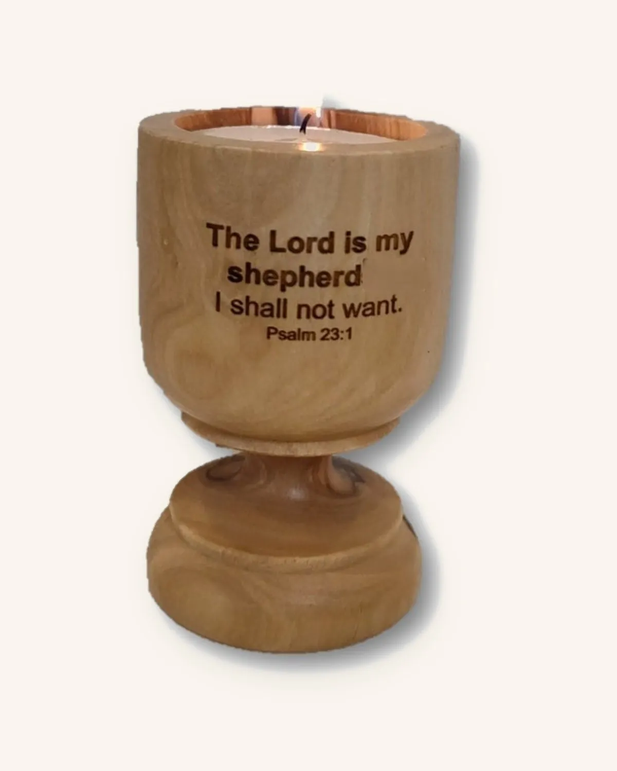 Psalm 23:1 Blessings Olivewood Candle Holder