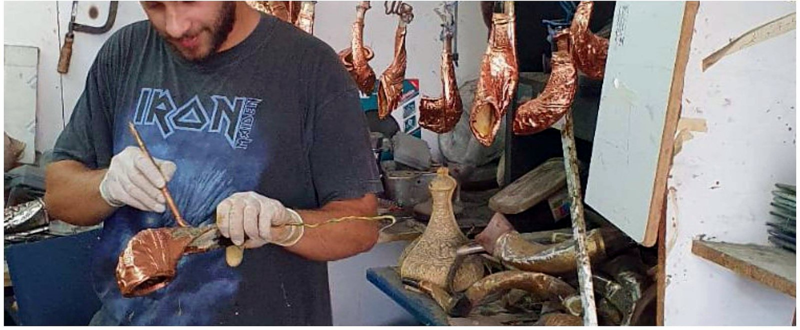 Hand-finishing a silver-plated shofar