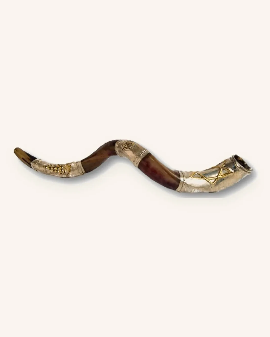 Star Of David Yemenite Shofar - Silver Plated - Large (26"-31")