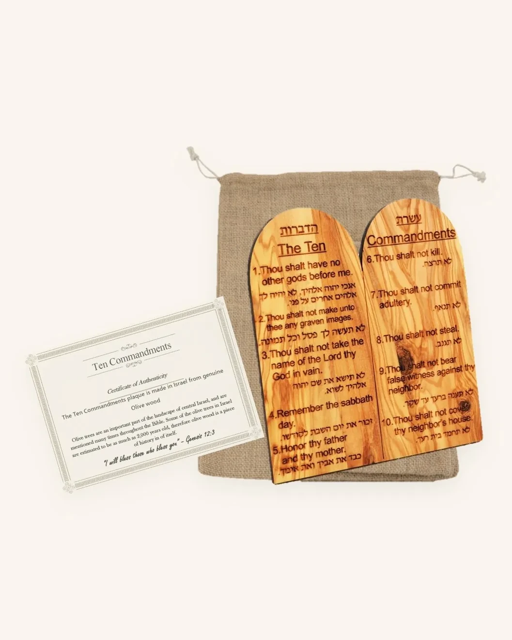 Ten commandments made of native olive wood